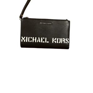 Michael Kors Black Leather Wristlet Wallet